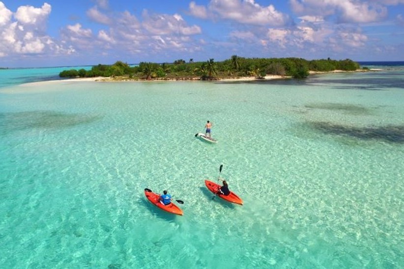 Kayakers off Owen Island Little Cayman